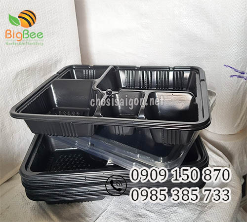 Hộp (khay) nhựa đế đen 5 ngăn an toàn, tiện dụng giá rẻ ưu đãi