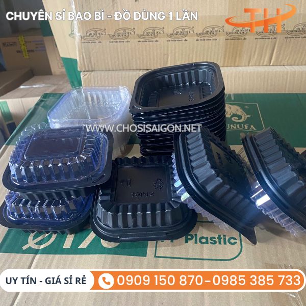 Hộp nhựa đế đen 1 ngăn HT12