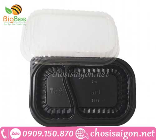 Hộp nhựa 2 ngăn đế màu đen giá rẻ TP.HCM