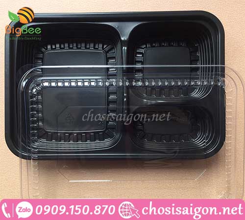 Cung cấp hộp nhựa 3 ngăn nắp trong đế đen giá sỉ rẻ