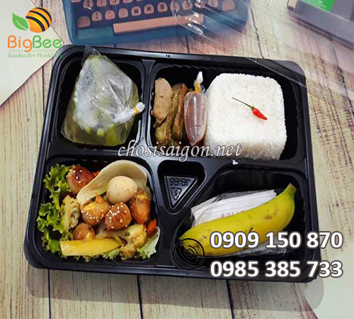 Hộp nhựa 5 ngăn đế đen sỉ rẻ tại TP.HCM