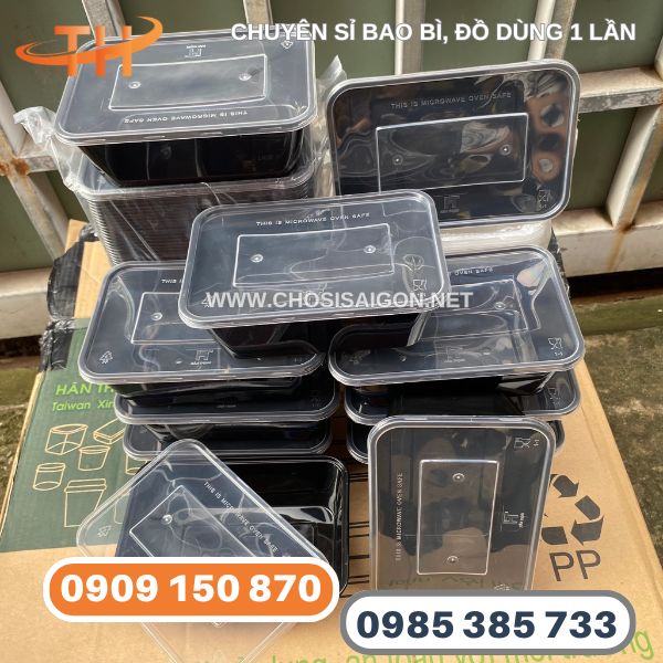 Hộp nhựa chữ nhật đen 1000ml bỏ sỉ uy tín