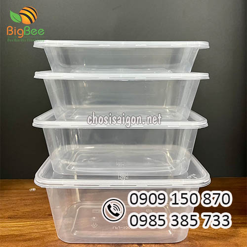 Hộp nhựa chữ nhật 500ml, 650ml, 750ml, 1000ml giá sỉ rẻ