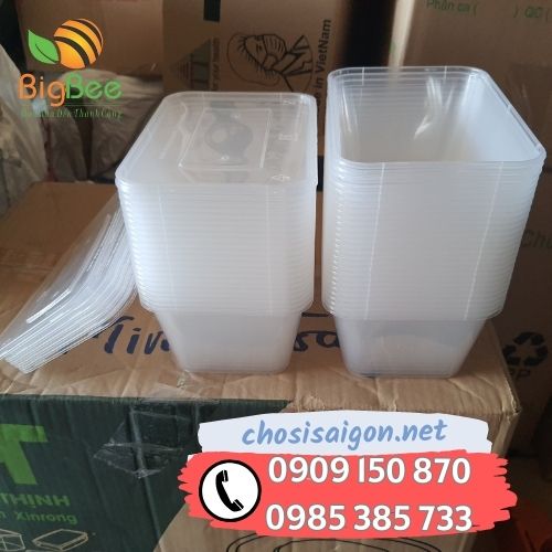 Hộp nhựa chữ nhật 650ml đựng thực phẩm giá rẻ cho đại lý