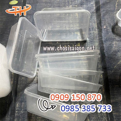 Hộp nhựa chữ nhật 650ml màu trắng giá rẻ tại xưởng