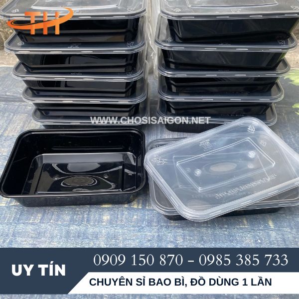 Hộp nhựa chữ nhật đen 500ml giá siêu rẻ