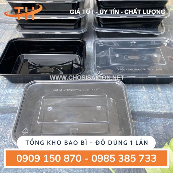 Hộp nhựa chữ nhật 500ml chịu nhiệt tốt có nắp đậy