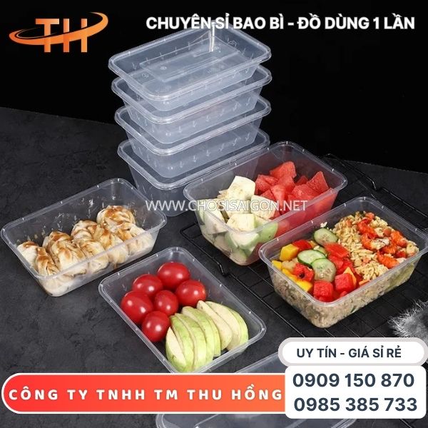 Hộp nhựa chữ nhật đựng thực phẩm, thức ăn tiện lợi giá rẻ