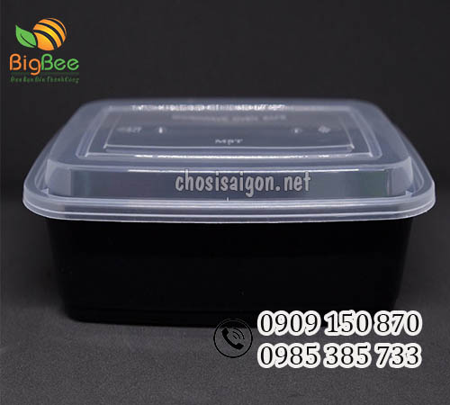 Hộp nhựa chữ nhật màu đen 1000ml giá bán sỉ