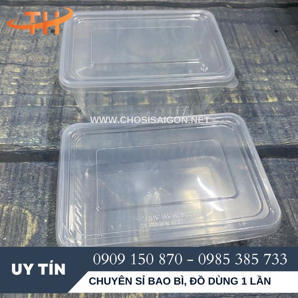 Hộp nhựa chữ nhật trắng 1000ml chính hãng giá rẻ