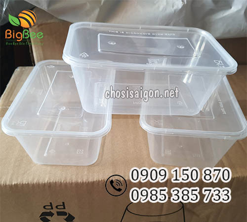 Hộp nhựa chữ nhật trắng 650ml sỉ rẻ tốt nhất