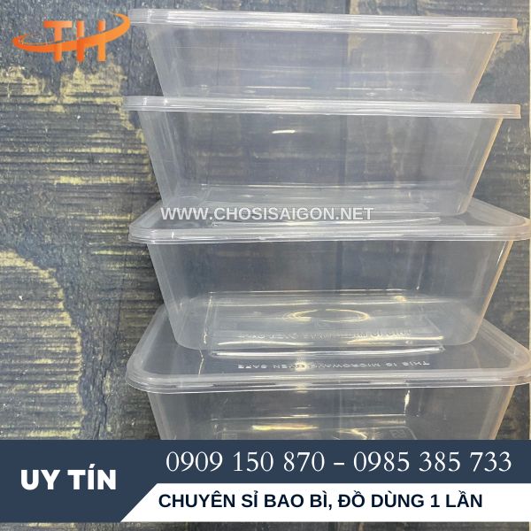 Hộp nhựa chữ nhật trắng 750ml an toàn sỉ giá siêu rẻ