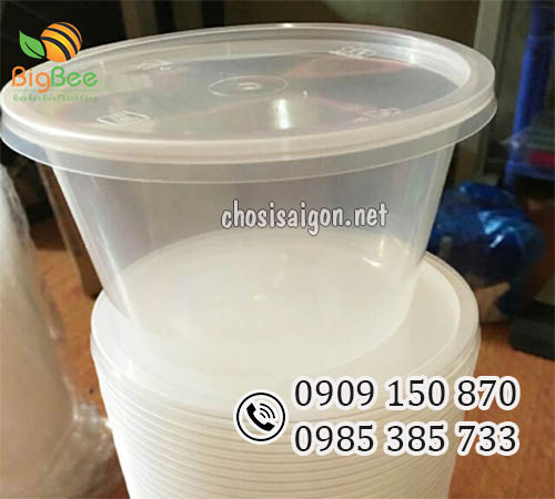 Tô (hộp) nhựa tròn trắng 750ml uy tín, giá rẻ HCM