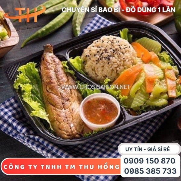 Hộp nhựa HT17 2 ngăn đựng cơm dùng 1 lần giá rẻ