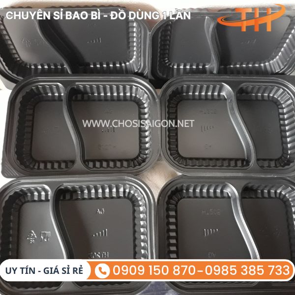 Hộp nhựa đế đen 2 ngăn HT205