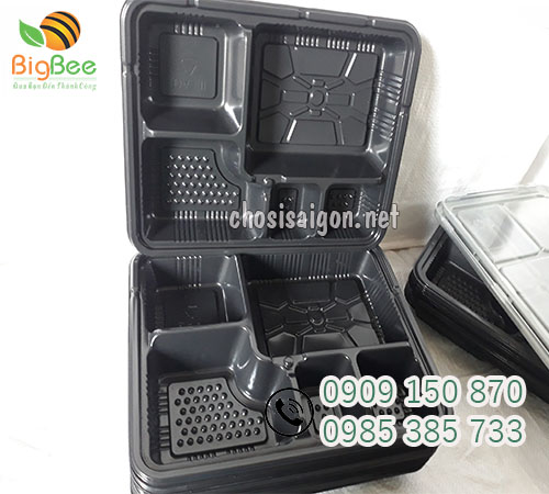 Hộp nhựa đế đen 5 ngăn jh23 giá sỉ tại TP.HCM
