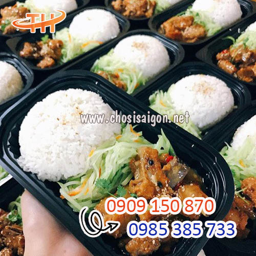 Hộp nhựa đế đen đựng cơm mang đi giá ưu đãi