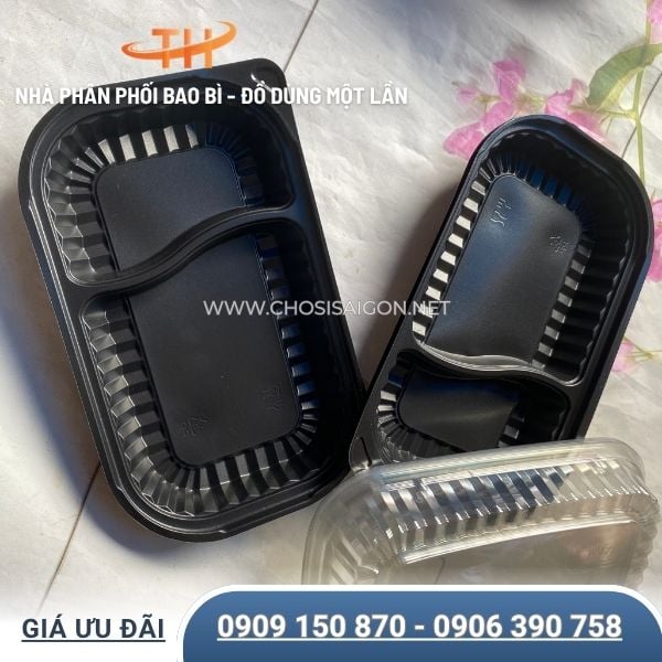 Hộp nhựa HT17 2 ngăn đựng cơm mang đi