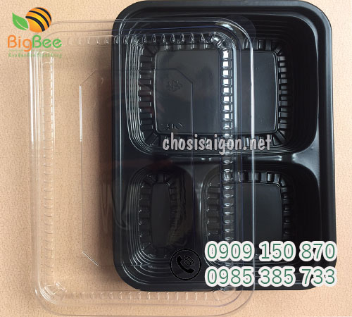 Hộp nhựa đế đen ht19 3 ngăn giá rẻ