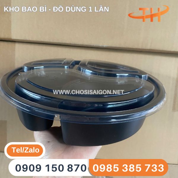 Hộp nhựa 3 ngăn đế đen mua sỉ tại TP.HCM