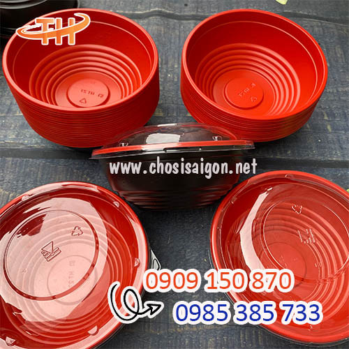 Hộp nhựa đỏ đen 850ml sỉ chất lượng tốt
