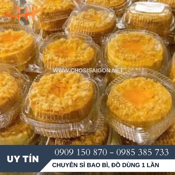 Hộp nhựa tròn nắp gập đựng bánh bông lan giá sỉ rẻ
