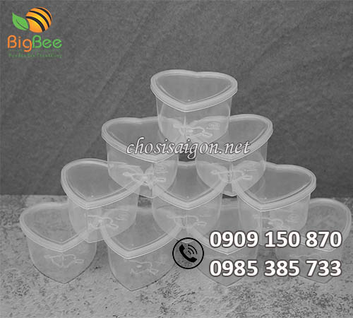 Hộp nhựa đựng bánh flan hình tim giá sỉ