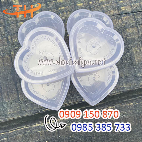 Hộp nhựa đựng bánh flan hình trái tim giá rẻ bỏ sỉ