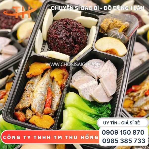 Hộp nhựa 4 ngăn đựng cơm ship mang đi giá rẻ