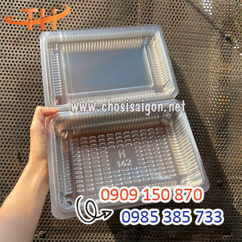 Hộp nhựa chữ nhật H142 đựng chả giò, ram bắp bán sỉ rẻ