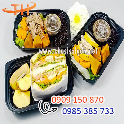 Khay, hộp nhựa đế đen 1 ngăn, 2 ngăn HT17 giá rẻ