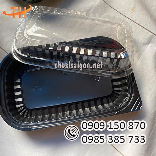Hộp nhựa đế đen đựng thực phẩm, trái cây cắt sẵn giá rẻ