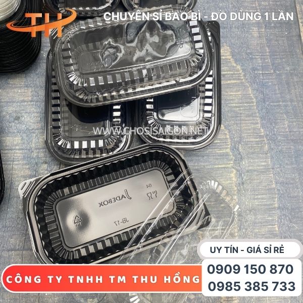 Hộp nhựa HT17 1 ngăn đế đen nắp pet trong giá rẻ