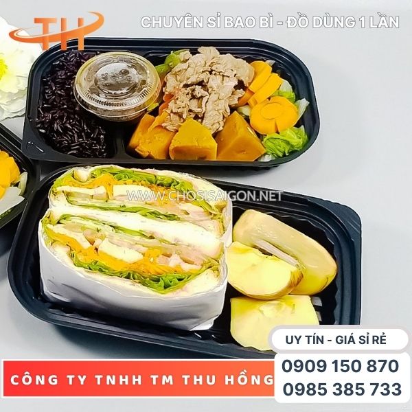 Hộp nhựa đế đen nắp pet trong HT17 đựng thức ăn giá rẻ