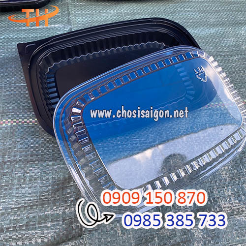 Hộp nhựa đế đen HT203 dùng 1 lần sỉ tại kho rẻ nhất