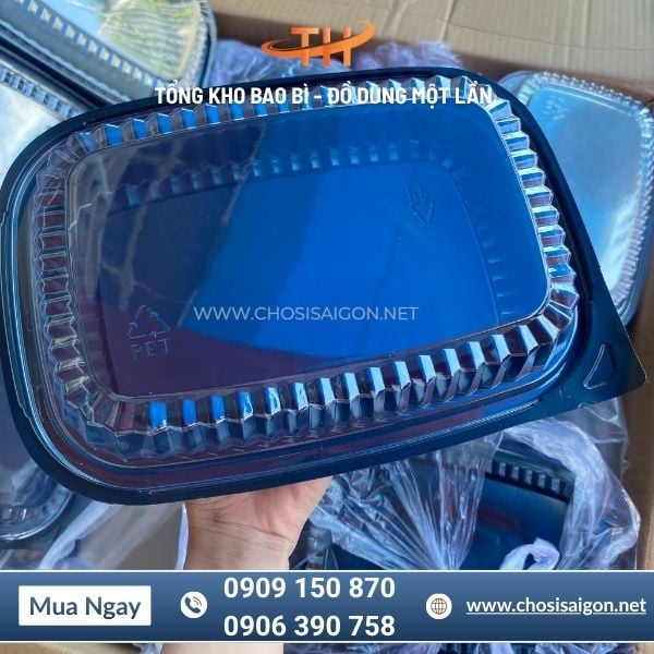 Hộp nhựa đế đen HT203 1 ngăn lớn giá sỉ rẻ