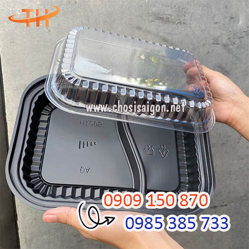 Hộp nhựa HT205 2 ngăn đựng cơm giá sỉ rẻ