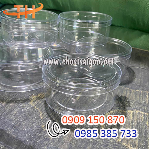 Hộp nhựa mica tròn cứng đựng hạt điều, tổ yến, trầm hương giá rẻ