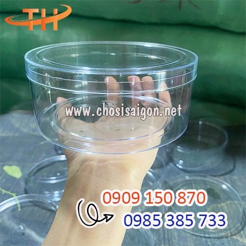 Hộp nhựa mica tròn cứng 250g giá xưởng
