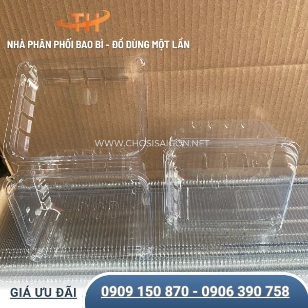 Hộp nhựa PET trong suốt 500g có lỗ thoát khí
