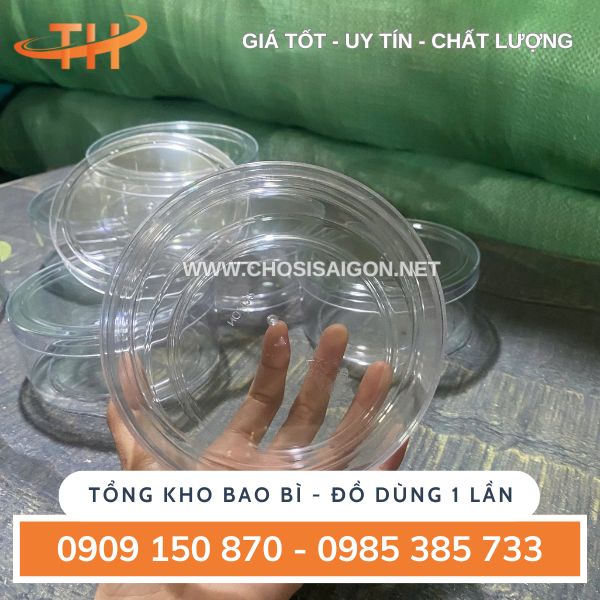 Hộp nhựa tròn mica có nắp đậy bền, chắc chắn