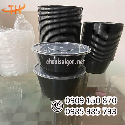 Hộp nhựa tròn đen 500ml chịu nhiệt tốt giá sỉ rẻ