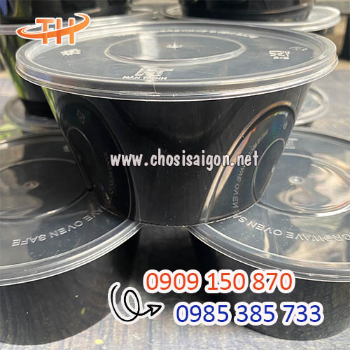 Hộp nhựa tròn đen 750ml cao cấp giá sỉ tốt nhất