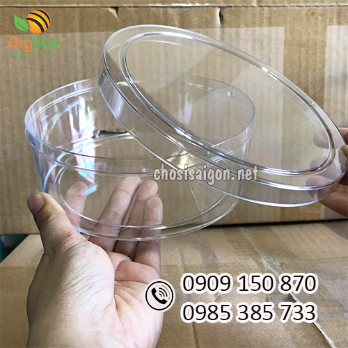 Hộp nhựa mica đựng hạt điều, trầm hương, tổ yến, bánh mứt 500g giá sỉ rẻ