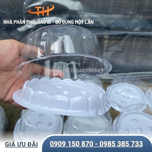 Hộp nhựa tròn nắp rời sử dụng kim bấm