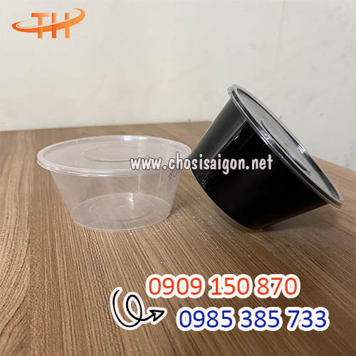 Hộp nhựa tròn trắng đen 750ml sỉ rẻ