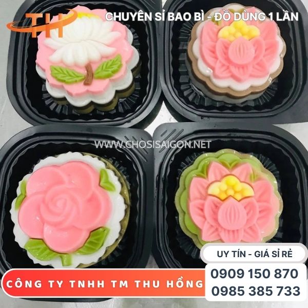 Hộp nhựa đen vuông HT12 đựng rau câu