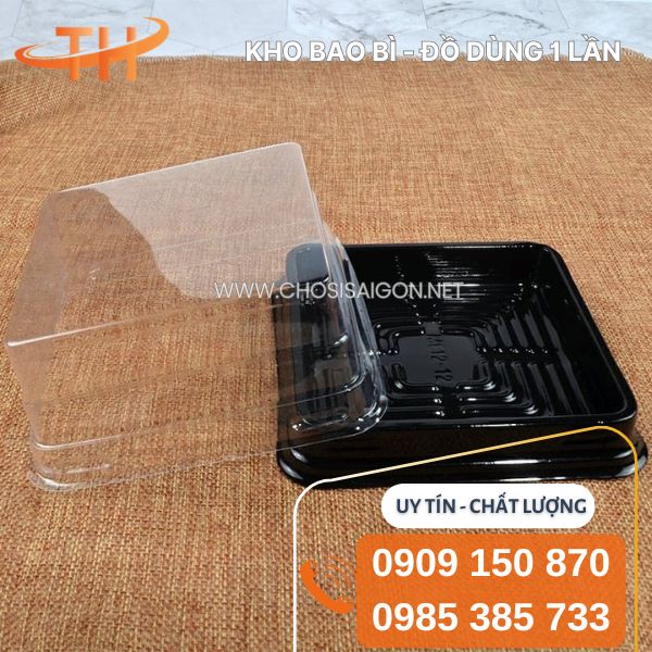 Hộp nhựa vuông nhỏ đựng bánh đẹp, sang, tính thẩm mỹ cao giá rẻ