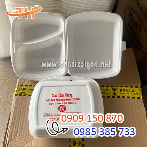 Hộp xốp 2 ngăn đựng cơm mang đi giá rẻ tại xưởng