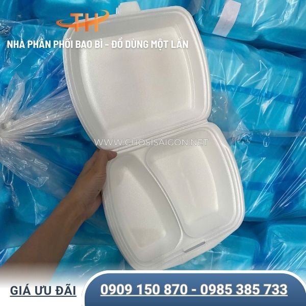 Hộp xốp đựng thức ăn 2 ngăn tiện lợi